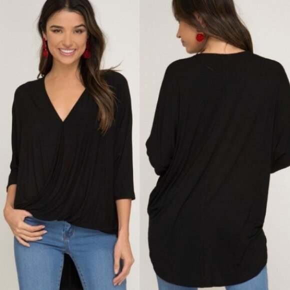 Black oversized Tunic Top Made in USA - Picture 1 of 3